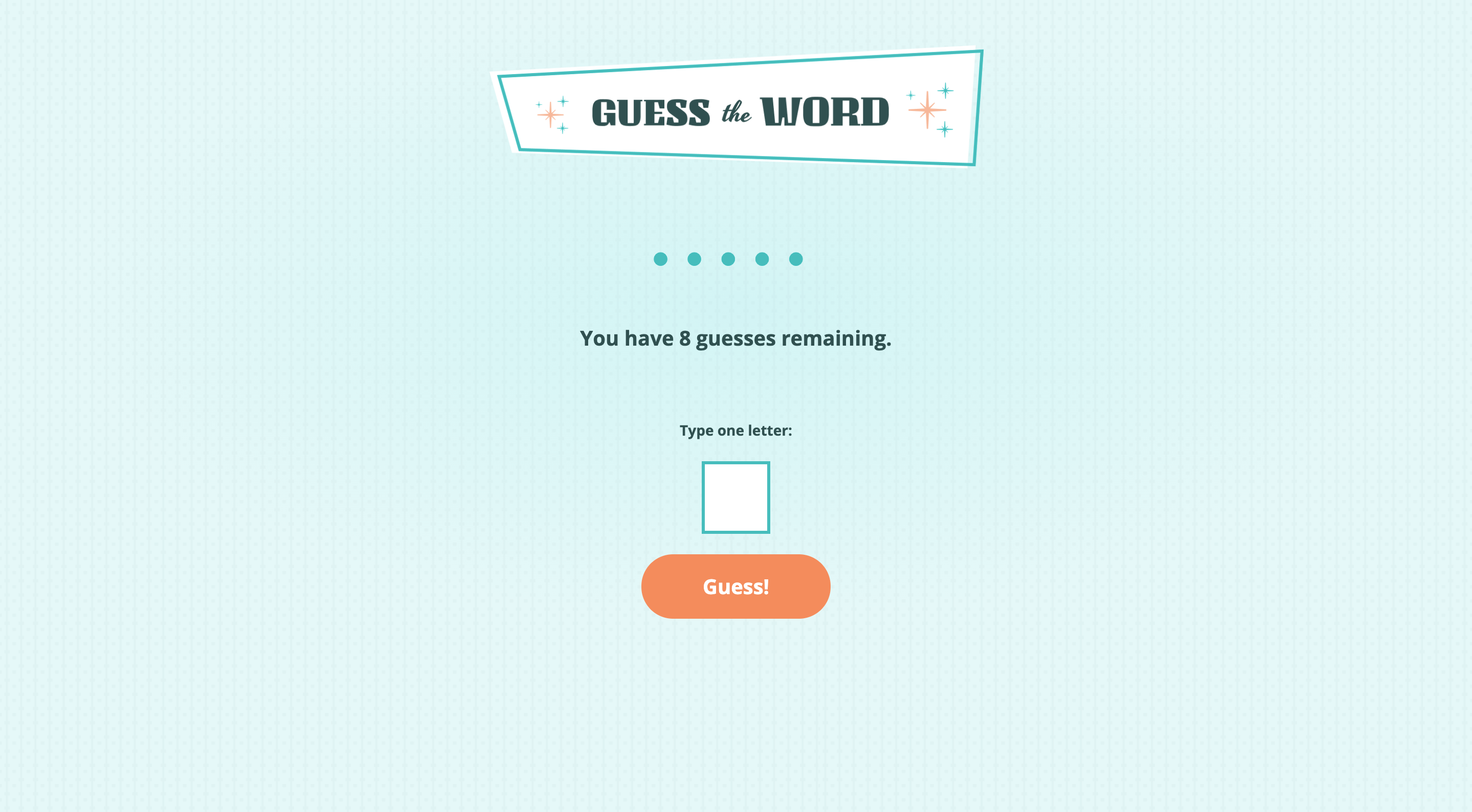 Screenshot of Guess the Word game project.
