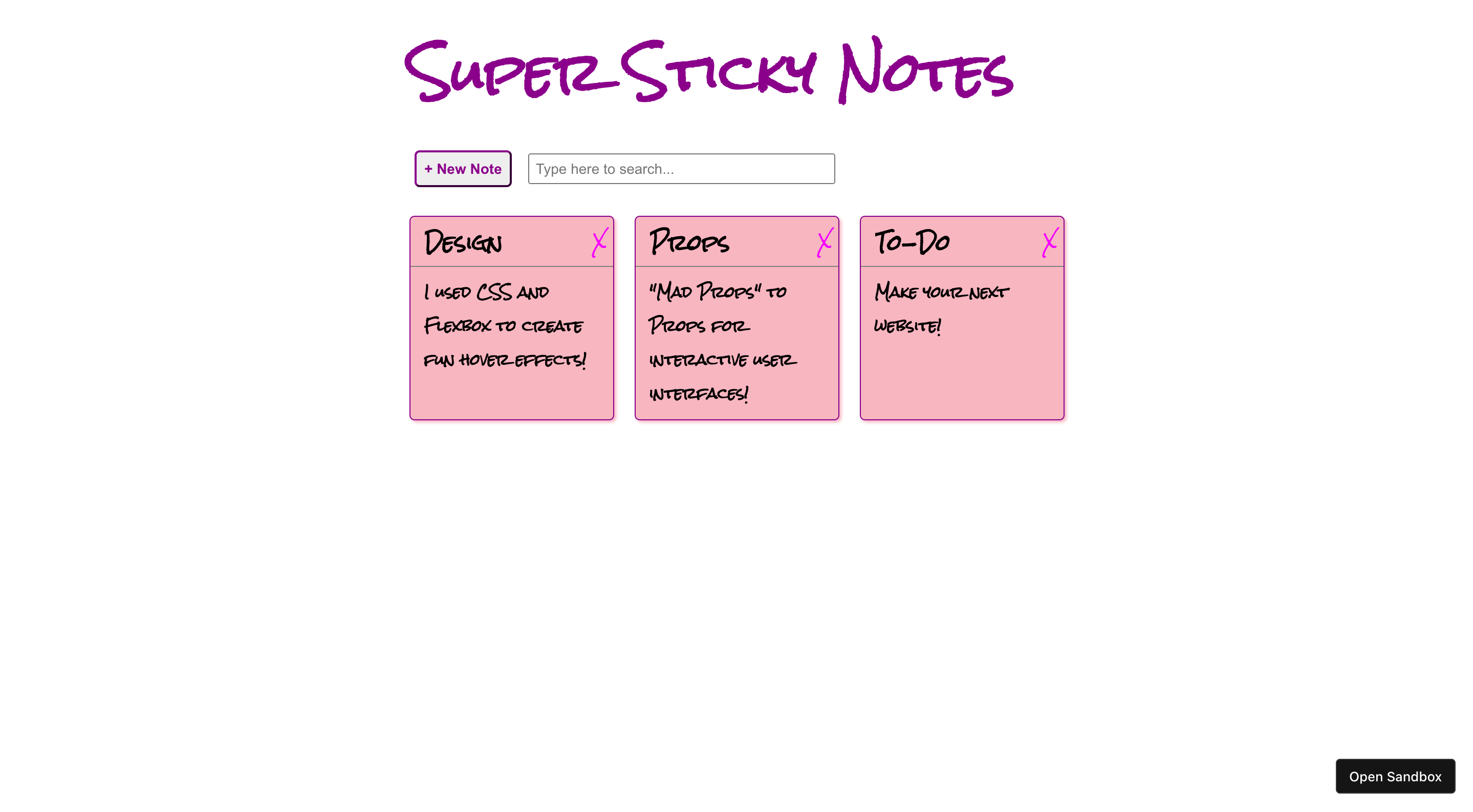 Screenshot of Super Sticky Notes app.